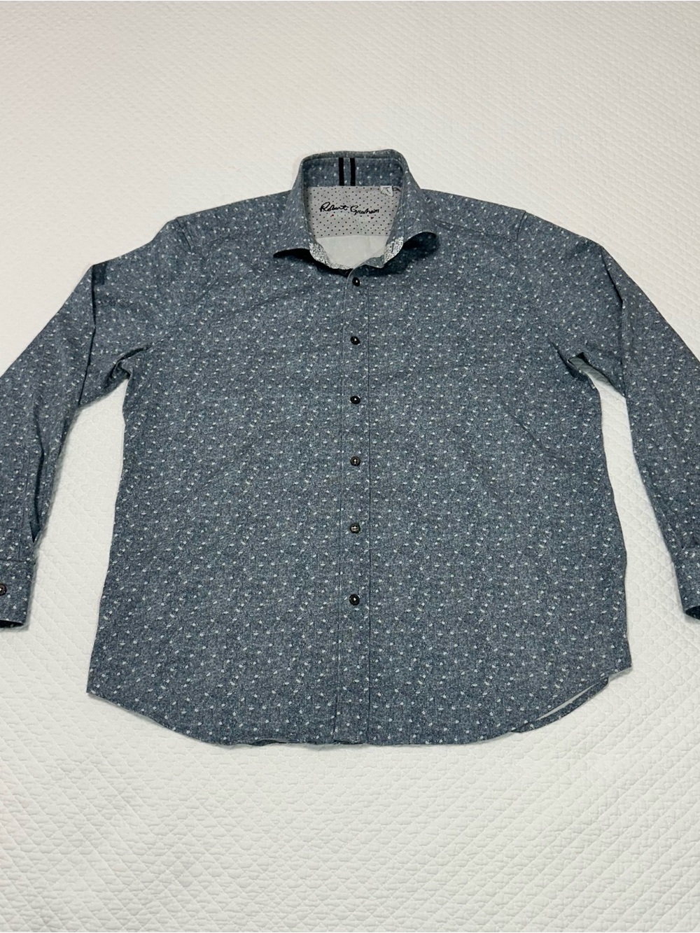 Robert Graham Men's Blue Printed Long-Sleeve Button-Down Shirt
